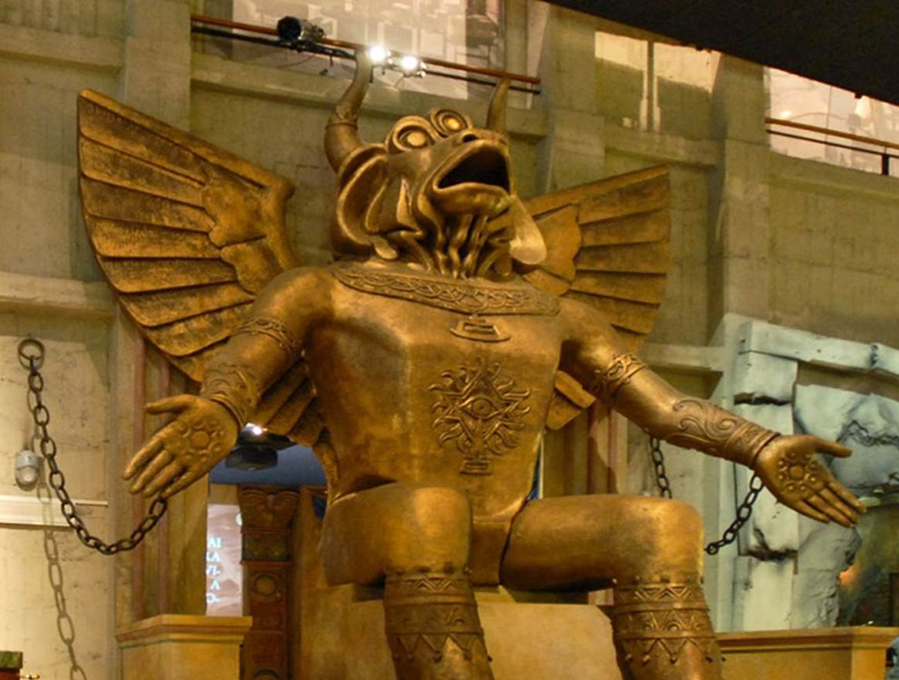 Moloch statue of child sacrifice on display at Colosseum, holy site for ...