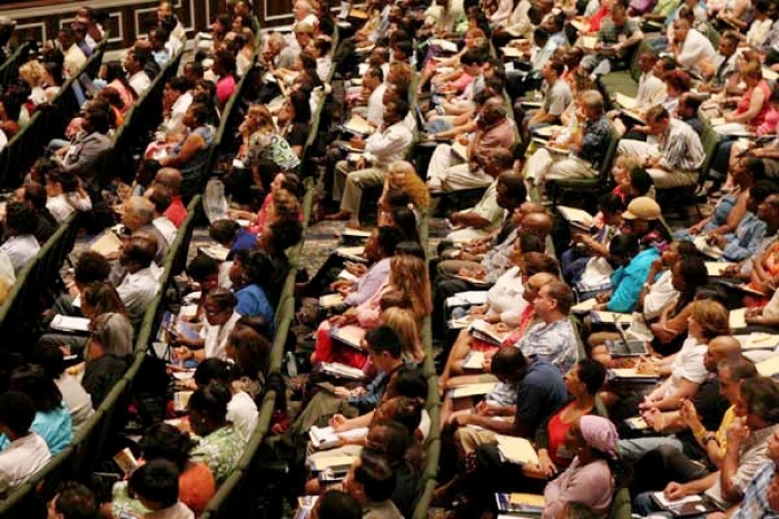 Hundreds turned out at the Christian Cultural Center, a nondenominational multiethnic megachurch in Brooklyn, NY.