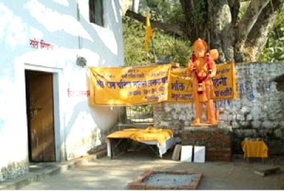 Hindu radicals set up a statue of one of their gods next to a pastor's home after forcing him and his church to leave in this undated photo.