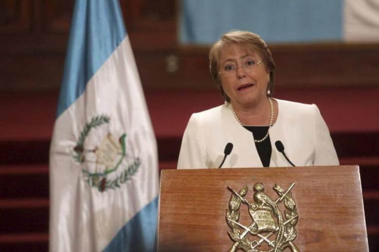 Chile's President Michelle Bachelet speaks at a news conference after her welcoming ceremony in the presidential palace in Guatemala City, January 30, 2015.