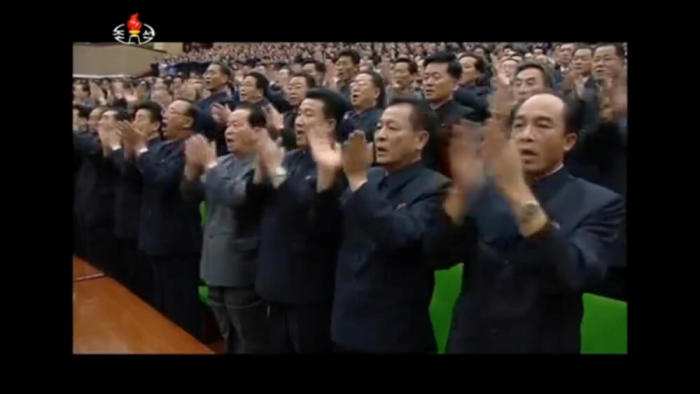 North Korean officials gather for foundation anniversary of North Korea in this still frame taken from video released on September 9, 2016 by North Korean state-run television KRT of a massive indoor rally in Pyongyang marking the 68th anniversary of the founding of the nation as it is suspected to have conducted a fifth nuclear test.