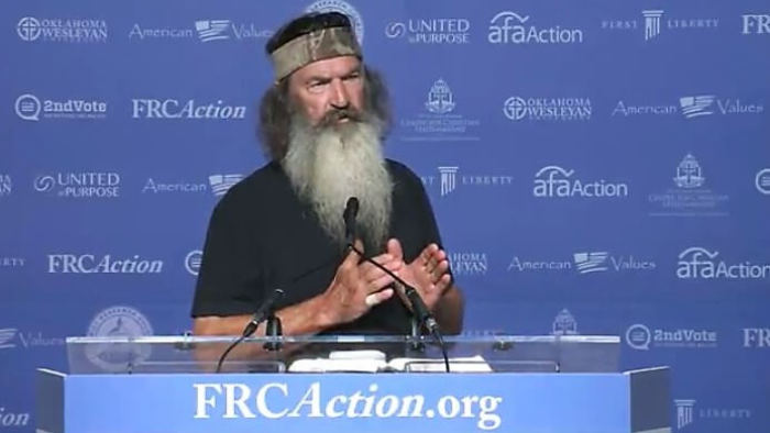 Phil Robertson of 'Duck Dynasty' and founder of the Duck Commander speaks at the Family Research Council's Values Voter Summit in Washington, D.C. on Friday, September 9, 2016.