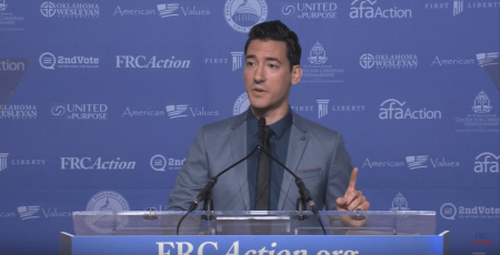 David Daleiden, head of the pro-life group The Center for Medical Progress, speaking at the Values Voters Summit at the Omni Shoreham Hotel in Washington, DC on Saturday, September 10, 2016.