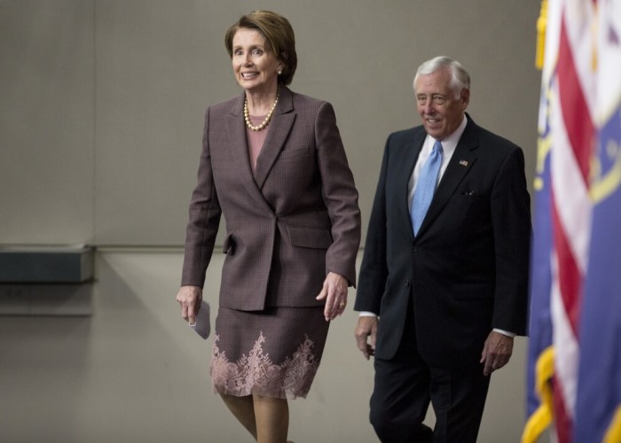 Credit : House Minority Leader Nancy Pelosi (D-CA) and House Minority Whip Steny Hoyer (D-MD) arrive for a press conference after the House Democrats voted for their leadership on Capitol Hill in Washington November 18, 2014.