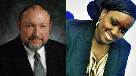 Broward County Clerk Howard Forman (L) and former employee Yanicka Parker (R) who alleges she was fired for refusing to perform same-sex marriages because of her Christian faith.