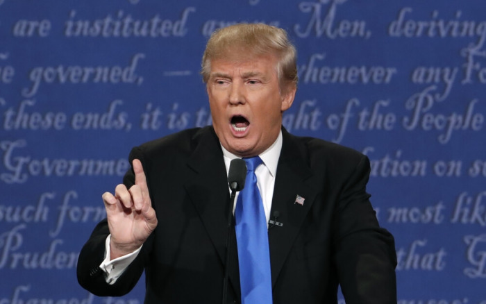 Republican U.S. presidential nominee Donald Trump speaks during the first debate with Democratic U.S. presidential nominee Hillary Clinton at Hofstra University in Hempstead, New York, U.S., September 26, 2016.