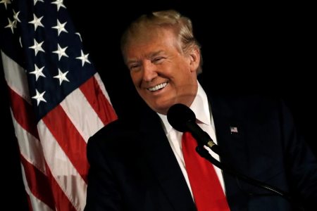 Republican presidential nominee Donald Trump speaks at the 'Retired American Warriors' conference during a campaign stop in Herndon, Virginia, October 3, 2016.