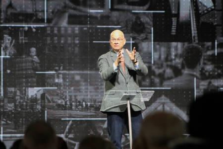 Dr. Timothy Keller, senior pastor at Redeemer Presbyterian Church speaks at Movement Day Global Cities at the Jacob Javits Center in New York City on October 27, 2016.