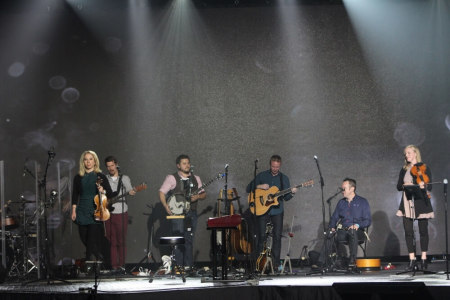 Musicians minister at the closing ceremony of the 'Movement Day Global Cities' conference in New York City at the Jacob Javits Center on Thursday, October 27, 2016.