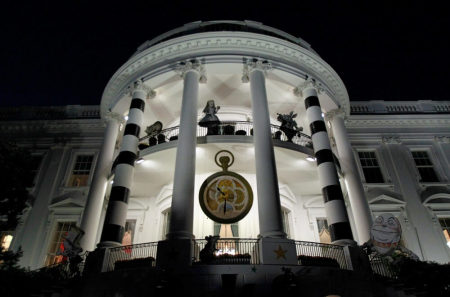 The White House is decorated for Halloween ahead of the Obamas hosting trick-or-treaters on Monday, in Washington, U.S., October 29, 2016.