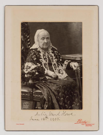 A photo of American Julia Ward Howe. Howe wrote the historic song, 'Battle Hymn of the Republic,' during America's Civil War. June 16, 1908.