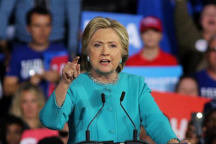 U.S. Democratic presidential nominee Hillary Clinton speaks during a campaign rally in Cleveland, Ohio, November 6, 2016.