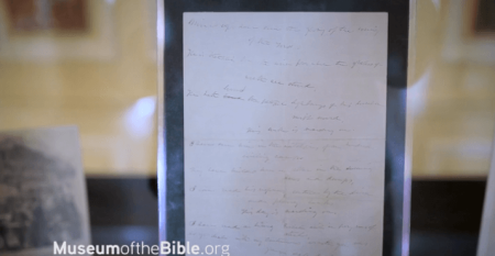 A photo of the original manuscript of the historic song written by Julia Ward Howe, 'Battle Hymn of the Republic.' The song was penned during America's Civil War. June 16, 1908.