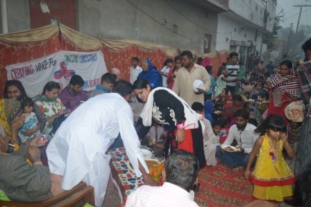 Christians in Lahore, Pakistan come together for a memorial gathering honoring the second anniversary of the lynching of Shama Bibi and Shahzad Masih on Nov. 4, 2016.