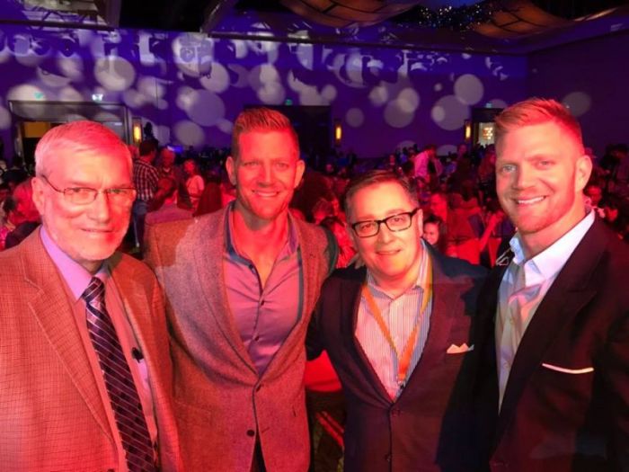 Ken Ham (L), David Benham, Dr. Jerry Johnson, Jason Benham at the National Bible Bee in San Antonio, Texas, in a photo posted on November 19, 2016.