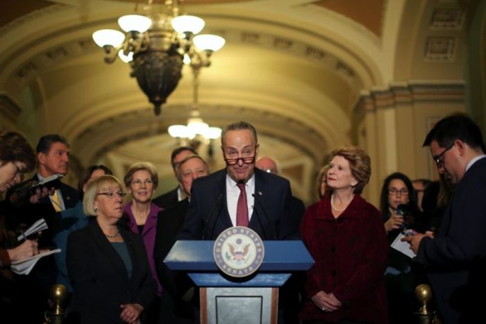 U.S. Senator Chuck Schumer (D-NY) talks to journalist after attending the Senate Democrat party leadership elections at the U.S. Capitol in Washington, DC, U.S. November 16, 2016.