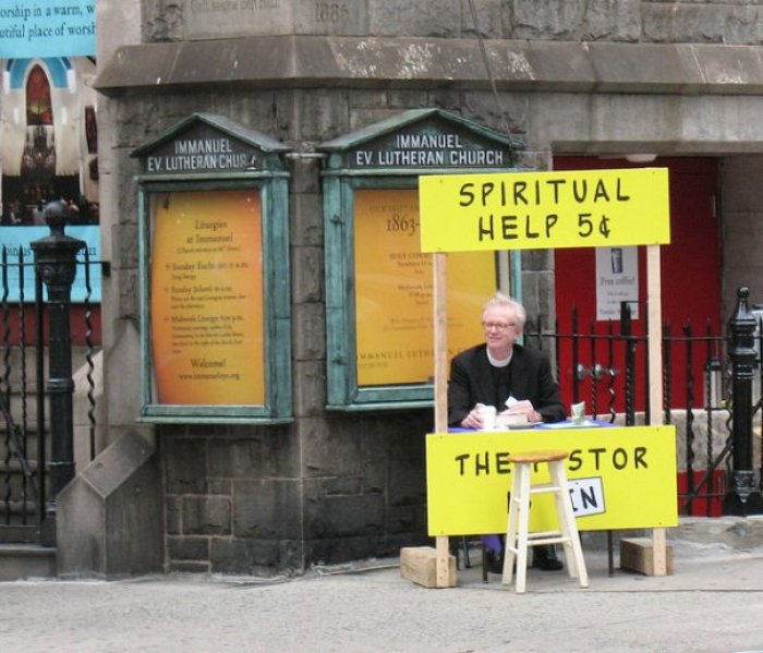 Pastor Gregory Fryer, outside of Immanuel Lutheran Church (Lutheran) in New York City.