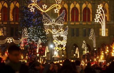 'Christkindlmarkt' Advent market in front of the city hall in Vienna, Austria, December 22, 2015.