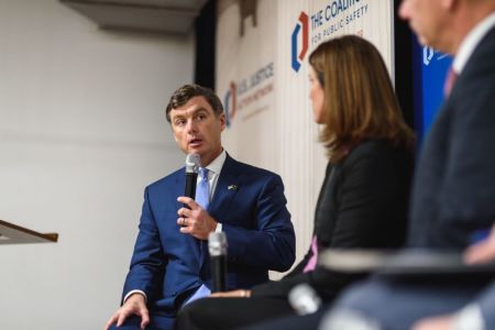 Bryan Stirling, director of the South Carolina Department of Corrections, speaks during a panel discussion at the Law, Order, and Smart Justice Forum hosted by the U.S. Justice Action Network and the Coalition for Public Safety in Washington, D.C. on Dec. 6, 2016. Also speaking on the panel were Melissa W. Nelson, state attorney-elect for Florida's 4th judicial circuit, and Peter J. Koutoujian, sheriff of Middlesex County, Massachusetts.