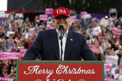 U.S. President-elect Donald Trump speaks during a USA Thank You Tour event in Mobile, Alabama, December 17, 2016.