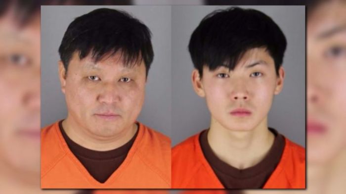 Pastor Dong Wook Kim, 51 (L) of Good News Church in Minneapolis, Minnesota, and his 19-year-old son, Joo Seong Kim (R).