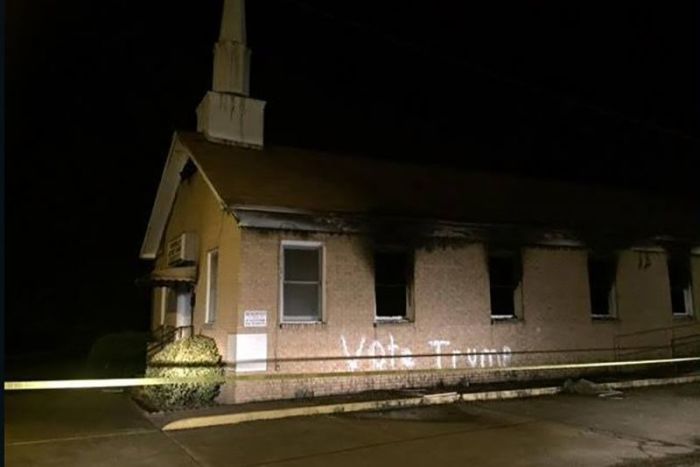 Hopewell Missionary Baptist Church in Greenville, Mississippi, vandalized and burned by a church member with prior felony convictions in December 2016.