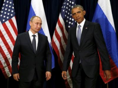 U.S. President Barack Obama and Russian President Vladimir Putin meet at the United Nations General Assembly in New York September 28, 2015.