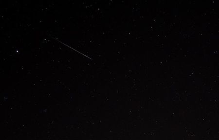 A meteor trail, part of the Quadrantids Meteor Shower, captured in the night sky over Alabama at 4 a.m. local time on January 4, 2012.