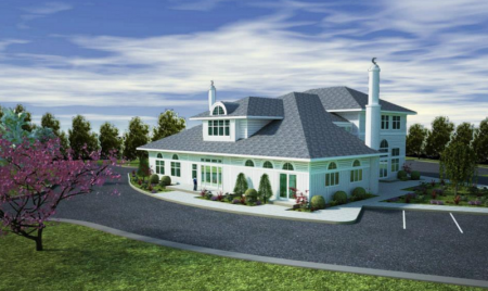 A computer rendering of the planned mosque facility for the Islamic Society of Basking Ridge, New Jersey.