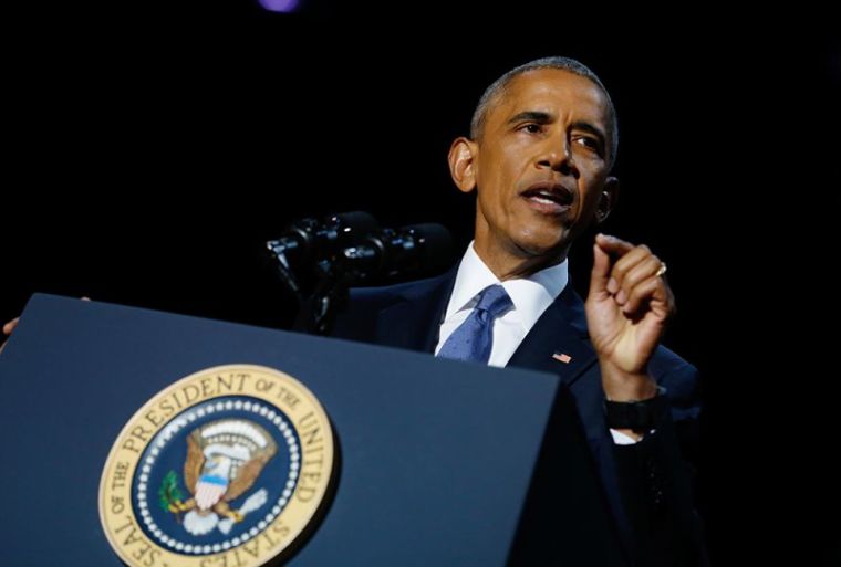 U.S. President Barack Obama delivers his farewell address in Chicago, Illinois, January 10, 2017.