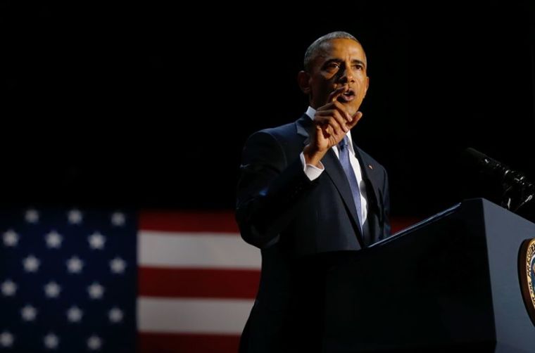 U.S. President Barack Obama delivers his farewell address in Chicago, Illinois, January 10, 2017.