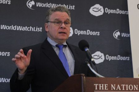 Rep. Chris Smith, R-N.J., speaks at a press conference at the National Press Club in Washington, D.C. on January 11, 2017.