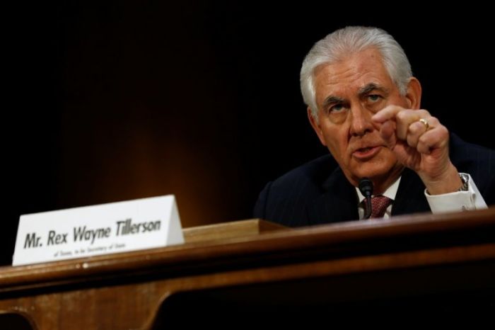 Rex Tillerson, the former chairman and chief executive officer of ExxonMobil, testifies before a Senate Foreign Relations Committee confirmation hearing on his nomination to be U.S. secretary of state in Washington, U.S. January 11, 2017.