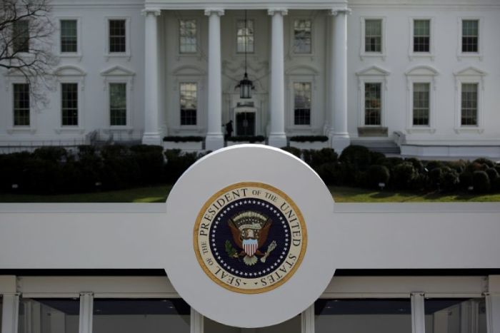 A reviewing stand is seen outside of the White House for the upcoming presidential inauguration in Washington, U.S., January 15, 2017.