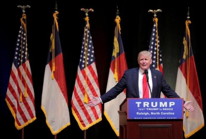 Republican U.S. presidential candidate Donald Trump speaks at a campaign rally in Raleigh, North Carolina, U.S., July 5, 2016.