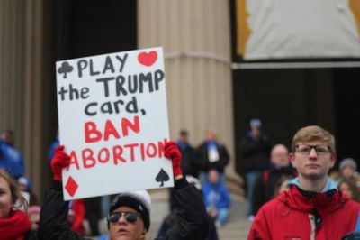 A participant in the 2017 March for Life holds up a pro-life sign in Washington, D.C. on Jan. 27, 2017.