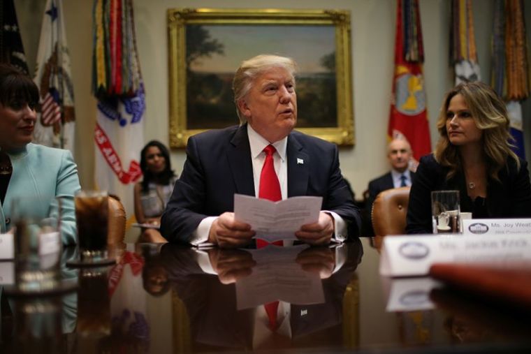 U.S. President Donald Trump holds breakfast meeting with small business leaders at the Roosevelt room of the White House in Washington, January 30, 2017.