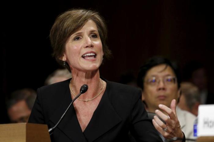 FILE PHOTO - U.S. Deputy Attorney General Sally Quillian Yates testifies during a Senate Judiciary Committee hearing on 'Going Dark: Encryption, Technology, and the Balance between Public Safety and Privacy' in Washington July 8, 2015.