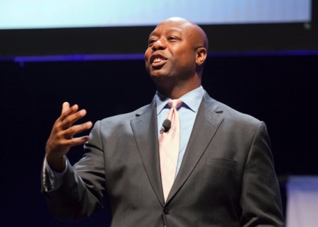 Sen. Tim Scott speaks at the Family Leadership Summit in Ames, Iowa Aug. 9, 2014.