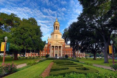 The campus of Baylor University, a private Christian school in Waco, Texas.