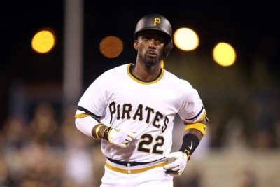 Pittsburgh Pirates center fielder Andrew McCutchen (22) rounds the bases after hitting a solo home run against the San Francisco Giants during the sixth inning at PNC Park, Aug 23, 2015.