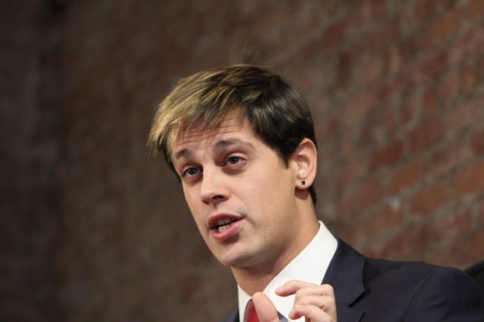 Conservative public figure and journalist Milo Yiannopoulos speaks during a press conference in New York City on Tuesday February 21, 2017.