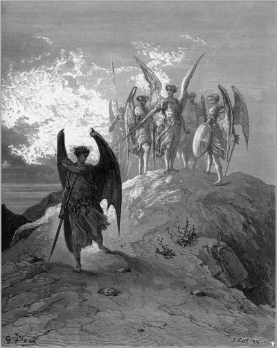 An illustration of Lucifer's expulsion from heaven. Jealousy caused his downfall.