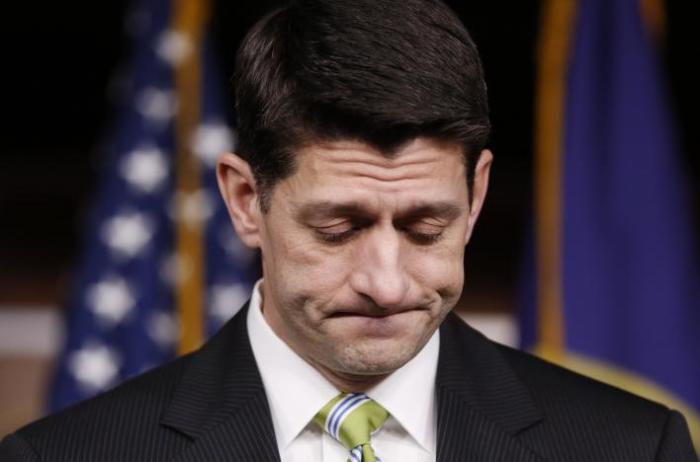 House Speaker Paul Ryan (R-WI) holds a news conference after Republicans pulled the American Health Care Act bill to repeal and replace the Affordable Care Act act known as Obamacare, prior to a vote at the U.S. Capitol in Washington, March 24, 2017.