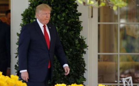 U.S. President Donald Trump arrives for the swearing in ceremony of Judge Neil Gorsuch as an Associate Supreme Court Justice in April 2017.