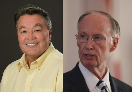 Gil McKee, senior pastor of First Baptist Church Tuscaloosa (L) and former Alabama Gov. Robert Bentley (R).