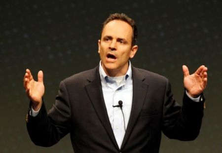 Matt Bevin (R-Ky.) speaks to a gathering at FreePAC Kentucky in Louisville, Kentucky, on April 5, 2014.