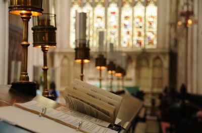 A church hymnal inside an Anglican Church.