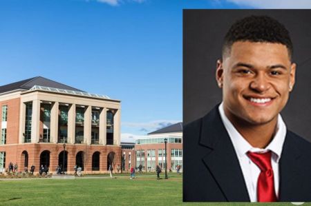 Cameron Jackson (R) and a snapshot of Liberty University in Lynchburg, Virginia.