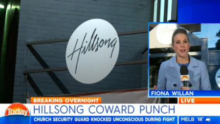 A Hillsong security guard is in stable condition at a hospital in Sydney, Australia, after being hit in the head and suffering bleeding on the brain on April 28, 2017.